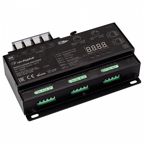 

Декодер DMX SR-2108B-XLR3-12CH (12-24V, 12x5A), SR-2108B-XLR3-12CH (12-24V, 12x5A)