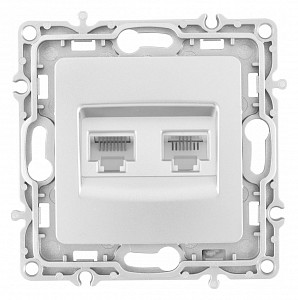 Розетка двойная RJ-11 и Ethernet RJ-45, без рамки 217.44-1.silver