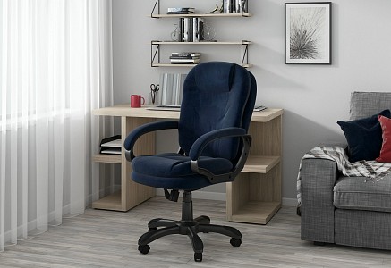 Кресло офисное Home 668, синий, велюр