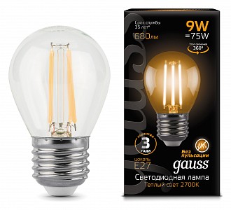 Лампа светодиодная [LED] Gauss E27 9W 2700K
