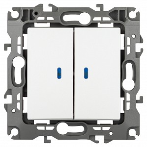 Выключатель двухклавишный с подсветкой без рамки Эра 12 12-1105-01М Выключатель двухклавишный с подсветкой без рамки Эра 12 12-1105-01М