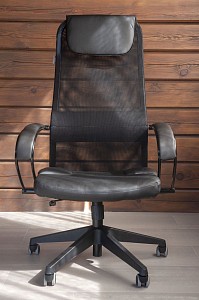 Кресло офисное CH-608, черный, кожа искусственная, ткань сетчатая
