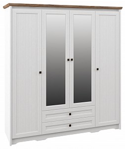 Шкаф 4-х дверный Тиволи (белый, зеркальный) 