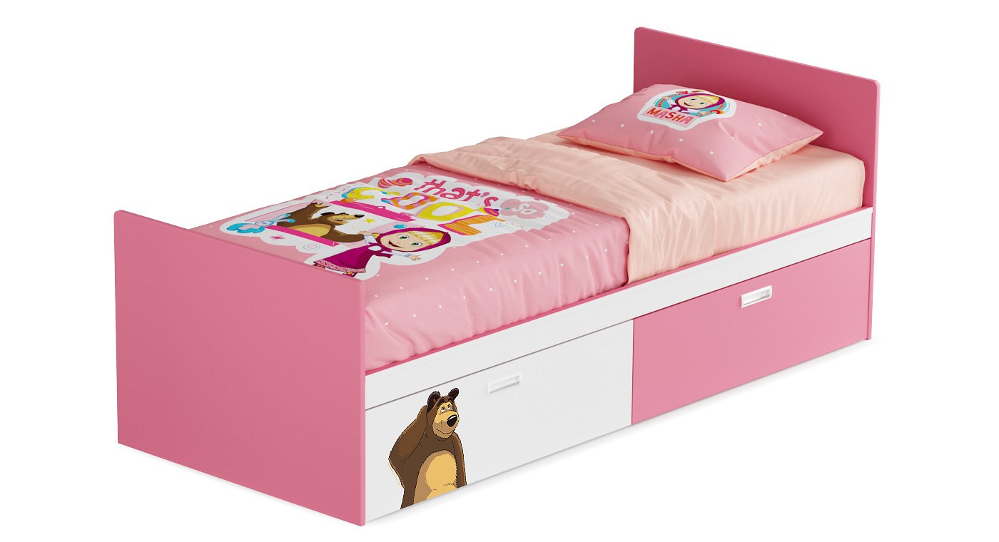 Кровать с ящиками Маша и медведь