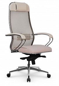 Кресло офисное SL-1.041, светло-бежевый, темно-бежевый, ткань-сетка, экокожа
