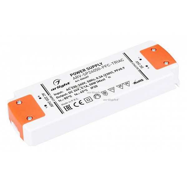 фото Блок питания arv-sp24050-pfc-triac 18-50вт 24в 026407 arlight