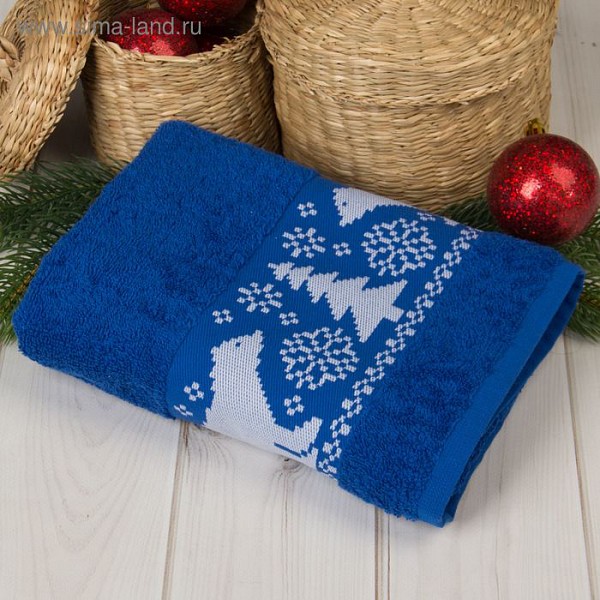 

Полотенце для лица (50x90 см) Белые медведи, Синий, (50x90 см) Белые медведи