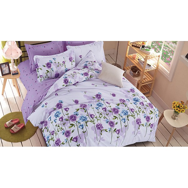 

Комплект евростандарт Pure cotton Сиреневые цветы, Сиреневый, Pure cotton Сиреневые цветы