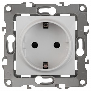 Розетка с заземлением и со шторкой, без рамки Эра 12 12-2102-01