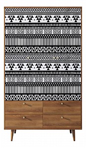 Шкаф 3-х дверный Berber Принт 19 коричневый, черно-белый орнамент Print 19 