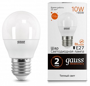 Лампа светодиодная [LED] Gauss E27 10W 3000K