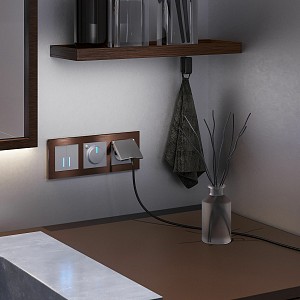 Выключатель сенсорый двухклавишный с подсветкой, без рамки серебряный W4520006