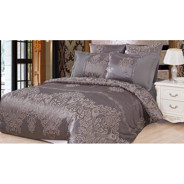 

Комплект евростандарт Satin jacquard, Коричневый;темно-серый, Satin jacquard
