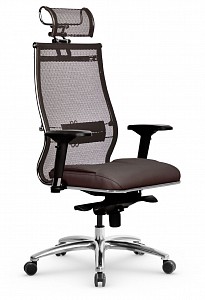 Кресло офисное SL-3.05, темно-коричневый, ткань-сетка, экокожа