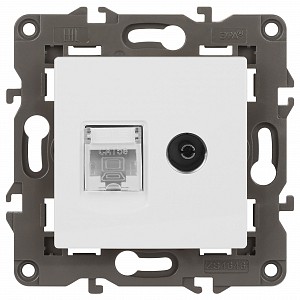 ТВ-розетка и розетка Ethernet RJ-45 без рамки Эра Elegance 14-3110-01М