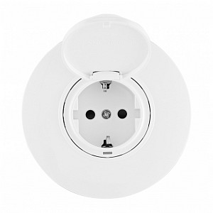 Розетка с заземлением и шторкой, с крышкой SET08-1 SET08-1-41-1 white