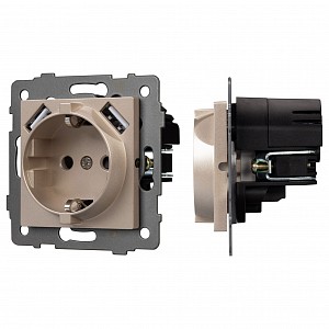 Розетка с заземлением и 2хUSB type A, без рамки SCT 49821