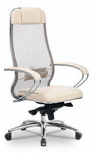 Кресло офисное SL-1.04, бежевый, кожа искусственная NewLeather, ткань сетчатая, армированная арамидным волокном
