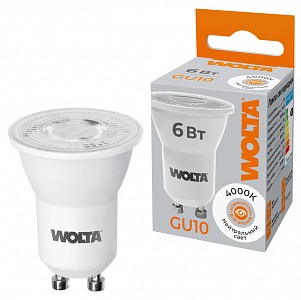 Лампа светодиодная [LED] Wolta GU10 6W 4000K
