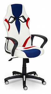 Геймерское кресло , белый, красный, синий, кожа искусственная, ткань
