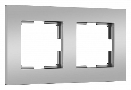 Рамка на 2 поста Slab серебро матовый W0022965