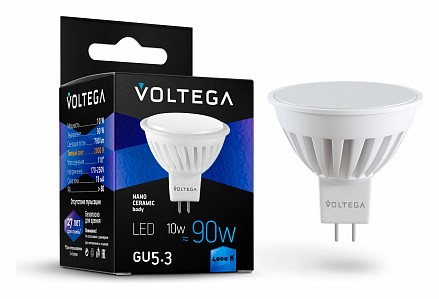 Лампа светодиодная [LED] Voltega GU5.3 10W 4000K