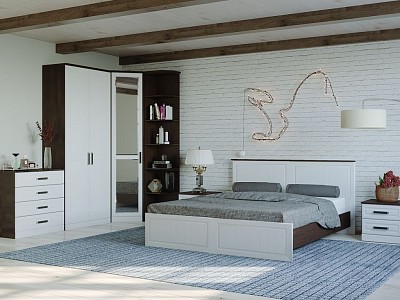 Кровать двуспальная Венеция-1    венге, дерево белое