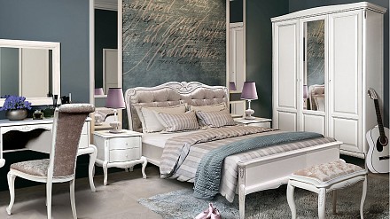 Кровать Fleuron  альба с серебряной патиной  