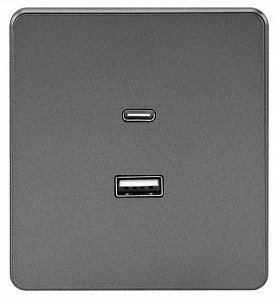 Розетка 2хUSB type A и C без рамки ROUND KR-78-0734-2