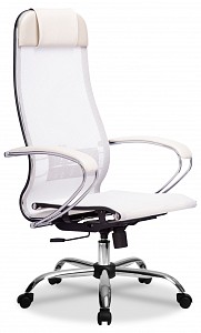 Кресло МЕТТА-4(MPRU), белый, сетка, экокожа