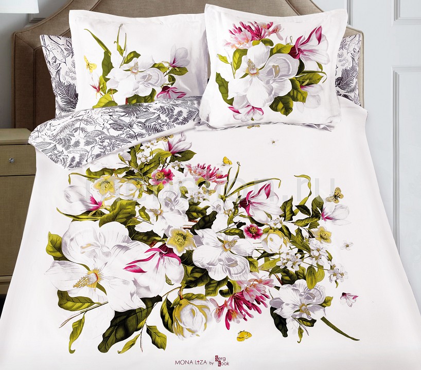 

Комплект евростандарт Magnolia, Белый;зеленый;розовый
