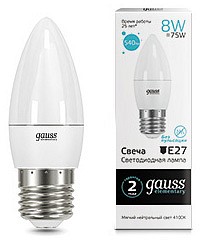 Лампа светодиодная [LED] Gauss E27 8W 4100K