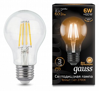 Лампа светодиодная [LED] Gauss E27 6W 2700K