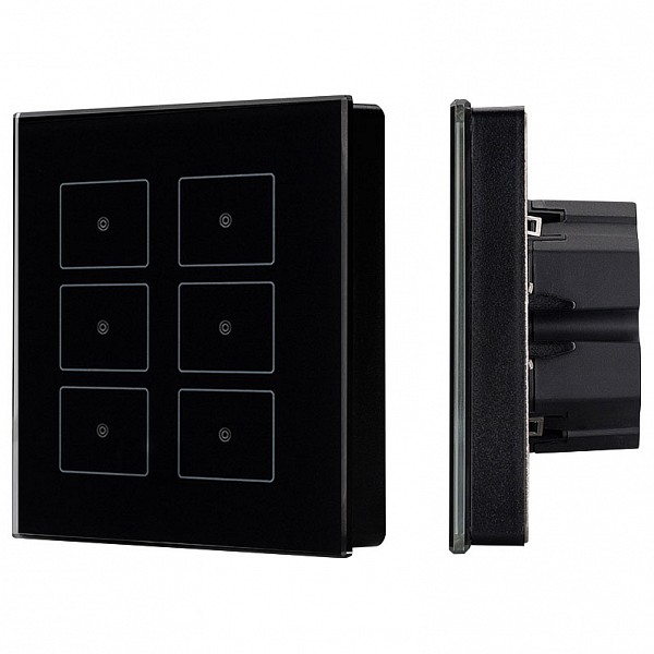 фото Панель-диммера клавишная накладная Sens SR-KN0611-IN Black (KNX, DIM) Arlight