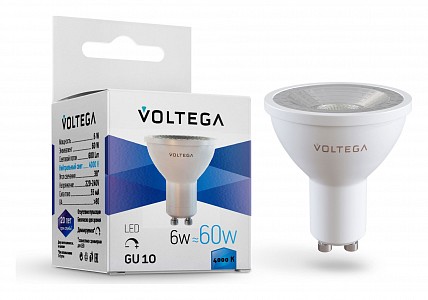 Лампа светодиодная [LED] Voltega GU10 6W 4000K