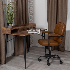 Кресло офисное Alpha, коричневый brown, кожа искусственная