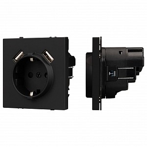 Розетка с заземлением и 2хUSB type A, без рамки SCT 054289
