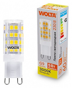 Лампа светодиодная [LED] Wolta G9 5W 3000K