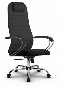 Кресло офисное SU-B-10, темно-серый, черный, ткань-сетка, экокожа
