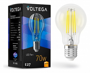 Лампа светодиодная [LED] Voltega E27 7W 2800K