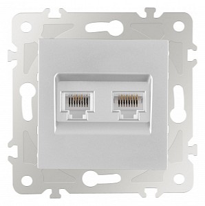 Розетка двойная RJ-11 и Ethernet RJ-45, без рамки 203.44-1.silver