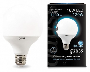 Лампа светодиодная [LED] Gauss E27 16W 4100K
