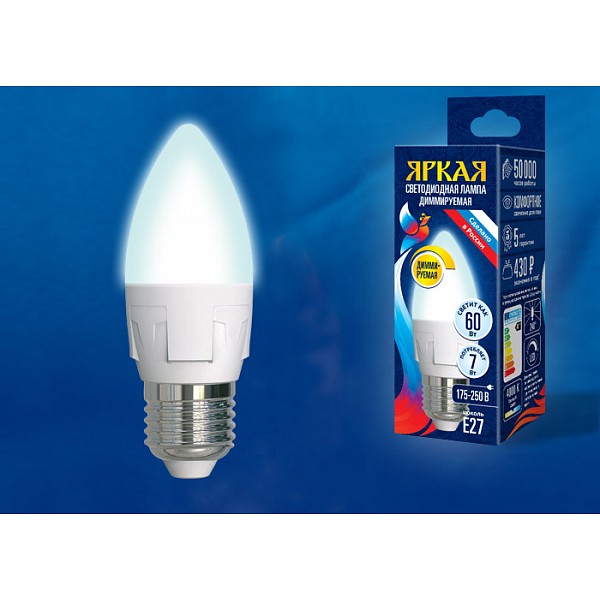 

Лампа светодиодная Яркая Dim E27 175-250В 7Вт 4000K LED-C37 7W/4000K/E27/FR/DIM PLP01WH картон, Яркая Dim E27 175-250В 7Вт 4000K LED-C37 7W/4000K/E27/FR/DIM PLP01WH картон
