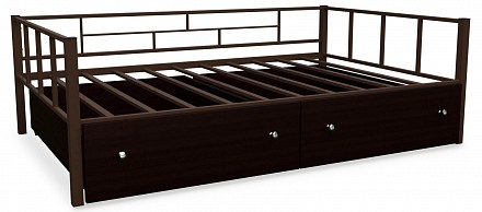 Кровать Арга 120  коричневый с ящиками 
