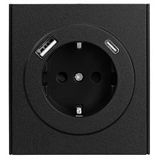 Розетка с заземлением и со шторкой и 2хUSB, без рамки STRONG KR-78-0704-5