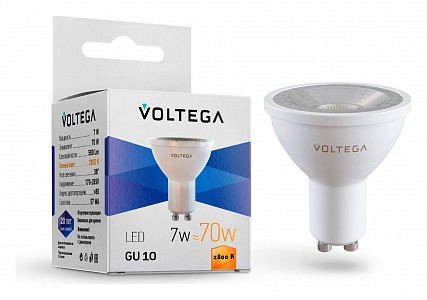 Лампа светодиодная [LED] Voltega GU10 7W 2800K