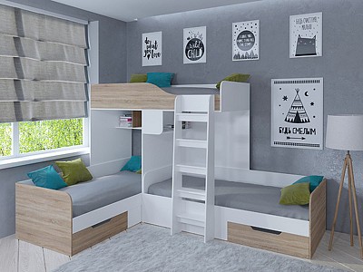 Кровать в детскую комнату Трио RVM_TRIO-35-22