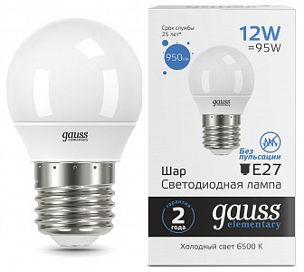 Лампа светодиодная [LED] Gauss E27 12W 6500K