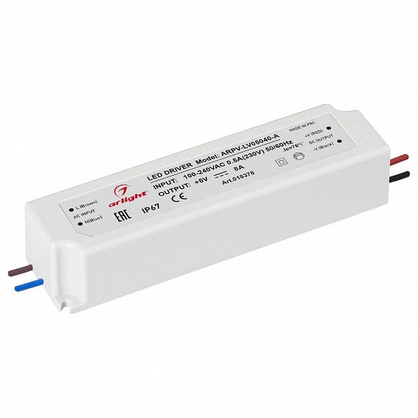 

Блок питания 5В 40Вт ARPV-LV05040-A (5V, 8.0A, 40W), 5В 40Вт ARPV-LV05040-A (5V, 8.0A, 40W)