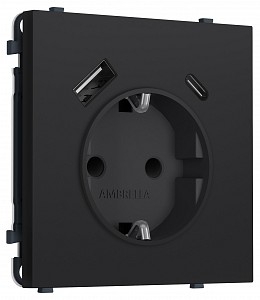 Розетка с заземлением и со шторкой и 2хUSB type A и C, без рамки MS MS990010